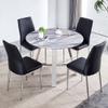 WEKEOT 42" Round Marble Dining Table Set for 4, Luxuriou Modern Kitchen Table Set Gray Faux Marble Dinner Table with Stainless Steel Leg and 4 Upholstered Chairs Set (Gray Table, Black Chairs) view 1