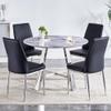 WEKEOT 42" Round Marble Dining Table Set for 4, Luxuriou Modern Kitchen Table Set Gray Faux Marble Dinner Table with Stainless Steel Leg and 4 Upholstered Chairs Set (Gray Table, Black Chairs) view 2