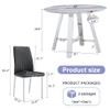WEKEOT 42" Round Marble Dining Table Set for 4, Luxuriou Modern Kitchen Table Set Gray Faux Marble Dinner Table with Stainless Steel Leg and 4 Upholstered Chairs Set (Gray Table, Black Chairs) view 4