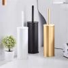 ACLips Luxury Gold Black Aluminum Toilet Brush Holder Set Bathroom Cleaning Brush Household Floor Cleaning Bathroom Accessories (Size : White) view 3