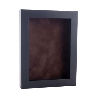 11x17 Black Shadowbox Frame - Shadow Box Frame Interior Size 11x17 by 15/16" Deep - Brown Acid-Free Suede Backing - Includes Shatter Resistant Acrylic, Backing, Hardware - Usable Depth: 11/16"