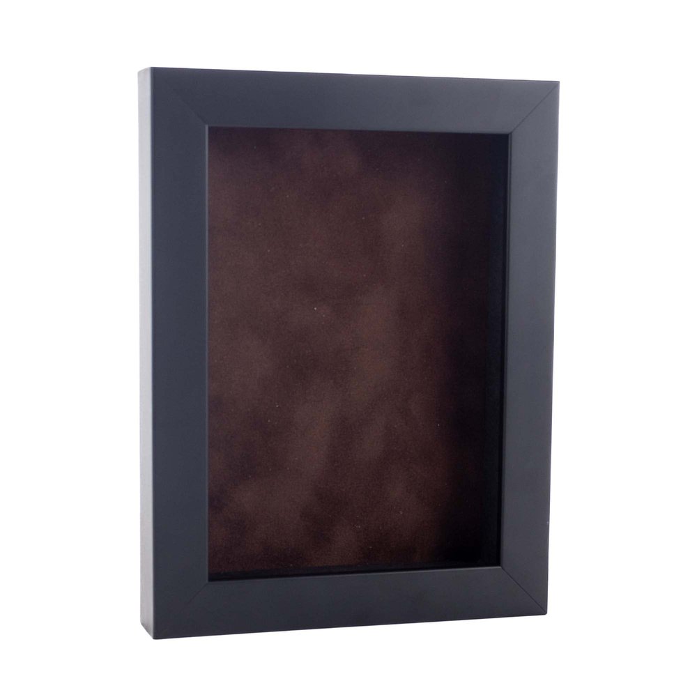 11x17 Black Shadowbox Frame - Shadow Box Frame Interior Size 11x17 by 15/16" Deep - Brown Acid-Free Suede Backing - Includes Shatter Resistant Acrylic, Backing, Hardware - Usable Depth: 11/16"