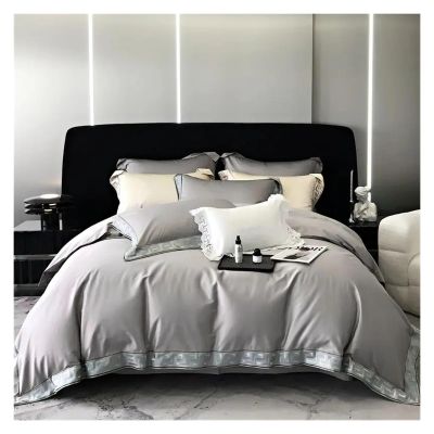 Bed, Vintage Gold Embroidery Duvet Cover Set Black 1000TC Egyptian Cotton Bedding Set Double Queen King 4Pcs Bed Sheet Pillowcases