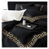 Bed, Vintage Gold Embroidery Duvet Cover Set Black 1000TC Egyptian Cotton Bedding Set Double Queen King 4Pcs Bed Sheet Pillowcases view 2