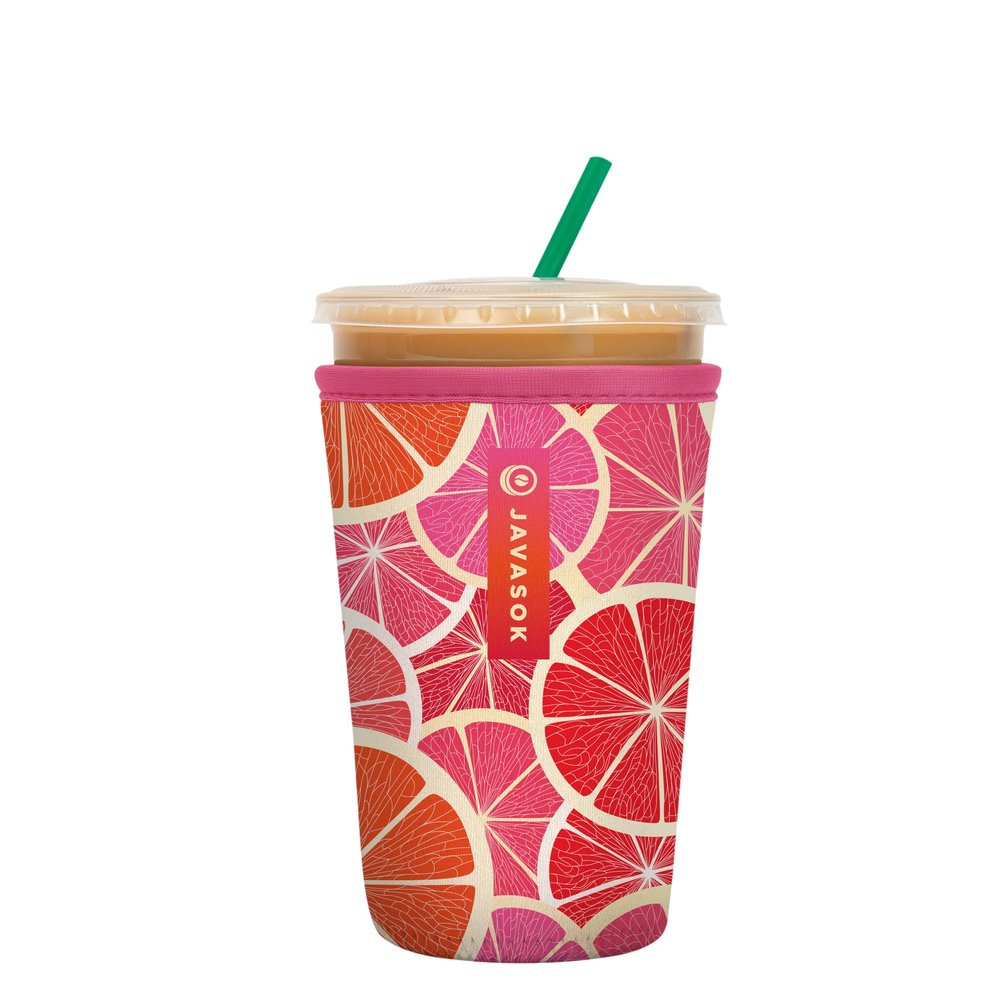 Sok It JavaSok Iced Coffee & Cold Soda Insulated Neoprene Cup Sleeve (Sunshine Slices, Medium: 22-28oz)