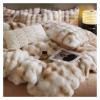 QuKan Bed, Luxury Faux Rabbit Fur Velvet Fleece Gradient Blue Grey Bedding Set Plush Soft Duvet Cover Set Flat/Fitted Bed Sheet Pillowcases, MM-102 view 1