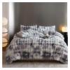 QuKan Bed, Luxury Faux Rabbit Fur Velvet Fleece Gradient Blue Grey Bedding Set Plush Soft Duvet Cover Set Flat/Fitted Bed Sheet Pillowcases, MM-102 view 2