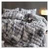 QuKan Bed, Luxury Faux Rabbit Fur Velvet Fleece Gradient Blue Grey Bedding Set Plush Soft Duvet Cover Set Flat/Fitted Bed Sheet Pillowcases, MM-102 view 3