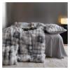 QuKan Bed, Luxury Faux Rabbit Fur Velvet Fleece Gradient Blue Grey Bedding Set Plush Soft Duvet Cover Set Flat/Fitted Bed Sheet Pillowcases, MM-102 view 4