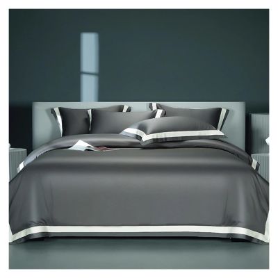 Bed, 1400TC Egyptian Cotton Solid Color Duvet Cover Set Hotel Style Bedding Set Satin Silky Quilt Cover Bed Sheet Pillowcases 4Pcs