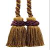 DCOPRO Alexander Collection Decorative Double Tassel Curtain and Drapery Tieback/Holdback 2" Tassel 26" Spread # CTAX Golden Brown Beige #LX09 (Golden Beige Dark Red Plum Purple) Set of 12 view 1