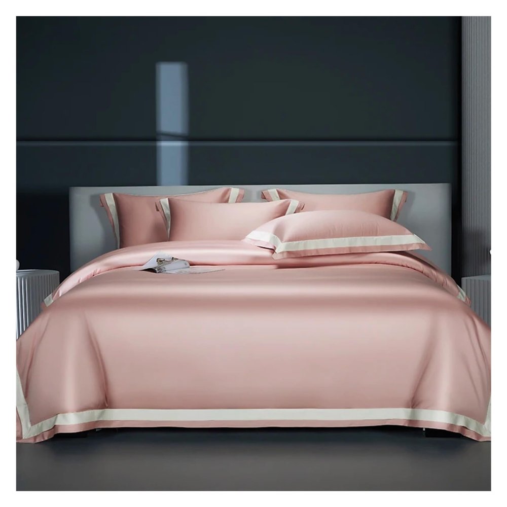 ADovz 1400TC Egyptian Cotton Solid Color Duvet Cover Set Hotel Style Bedding Set Satin Silky Quilt Cover Bed Sheet Pillowcases 4Pcs,Bed Sheets