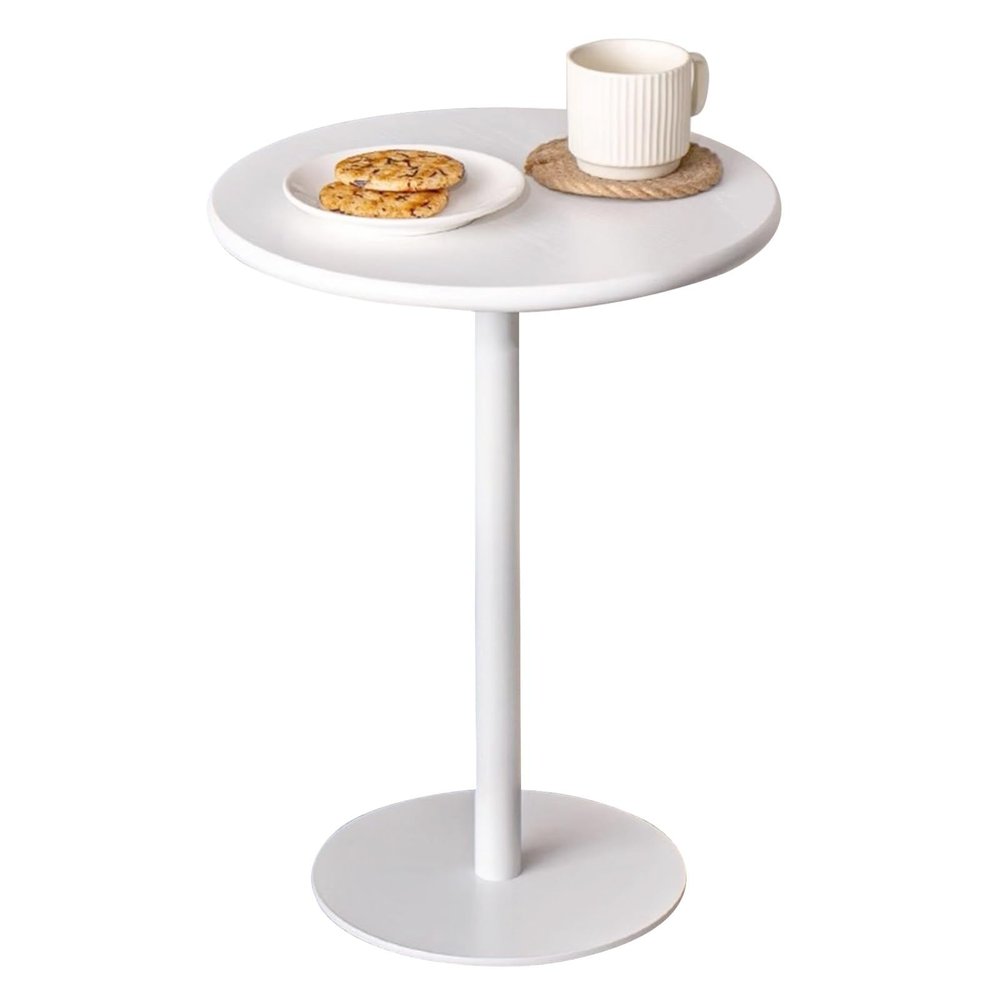 Lanmmraifc White Bars Tables, Round Breakfast Bistro Table, Metal Top Counter Pub Desk Coffee Tea Side Table for Home Small Spaces, Easy Assembly (Size : 60x60x72cm)