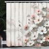 Ambesonne Pink Shower Curtain, Modern Farmhouse Themed Tender Flowering Scene on Rustic Backdrop Realist Look, Cloth Fabric Bathroom Decor Set with Hooks, 69" W x 84" L, Pale Mauve Blush view 1