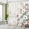 Ambesonne Pink Shower Curtain, Modern Farmhouse Themed Tender Flowering Scene on Rustic Backdrop Realist Look, Cloth Fabric Bathroom Decor Set with Hooks, 69" W x 84" L, Pale Mauve Blush view 2