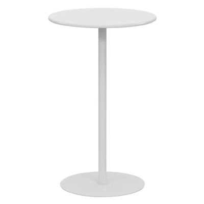 Modern Round Bar Table, Counter Pub Desk Sofa End Tables with Metal Top & Stable Base for Home Kitchen Bedroom Cafe Small Spaces, White (Size : 48x48x62cm)