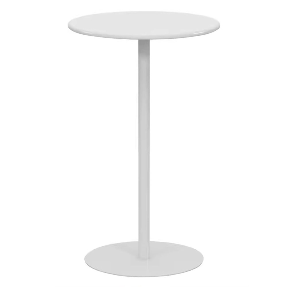 Modern Round Bar Table, Counter Pub Desk Sofa End Tables with Metal Top & Stable Base for Home Kitchen Bedroom Cafe Small Spaces, White (Size : 48x48x62cm)