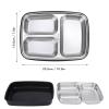 Black Divided Lunch Box 304 Stainless Steel Lunch Bento 3 Compartment Food Container with Sealed Lid for Outdoor Office Canteen view 2