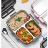 Black Divided Lunch Box 304 Stainless Steel Lunch Bento 3 Compartment Food Container with Sealed Lid for Outdoor Office Canteen view 3