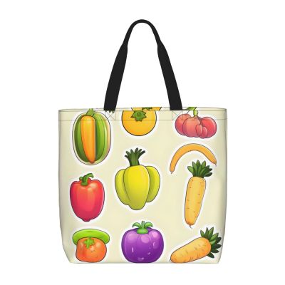 SSIMOO Cartoon Vegetable Fruits Trendy Fashion Shopping Bags,Zippered Convenience Bag,Shopping Tote And Shoulder Bag
