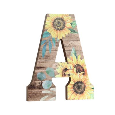 COLLECTIVE HOME - Wooden Alphabet Letters, Versatile 16-Inch High Freestanding and Wall-Mountable Letter Decor, Ideal for Springtime Home and Office Beautification, Perfect Housewarming Gift (A)