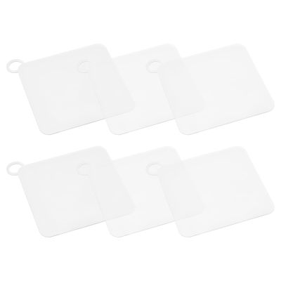 uxcell Silicone Tub Stopper Floor Drain Cover, 6 x 6inch Anti-Odor Bathtub Drain Mat Plugs Sewer Stopper for Kitchen Bathroom Balcony, Square White 6Pcs