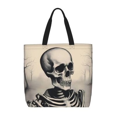 SSIMOO Interesting Skeleton Trendy Fashion Shopping Bags,Zippered Convenience Bag,Shopping Tote And Shoulder Bag