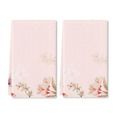 Cherry Blossom Hand Towel Set of 2 Pink Floral Bath Towels Soft Cherry Blossoms Flower Fingertip Face Towel for Bathroom Kitchen Hotel Spa Decor Gift 24 x 16 Inches