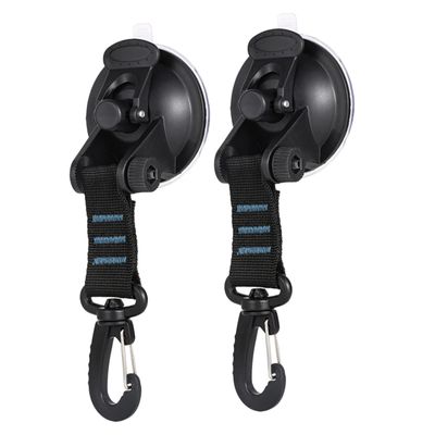 KOMBIUDA 2pcs Suction Cup Hooks for Bathroom and Outdoor Travel, Blue ABS