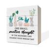 Inspirational Wooden Box Sign Desk Decor,Greenery Table Decor,Office Decor,Plant Lover Home Decor,Motivational Gift,One Small Positive Thought in the Morning Can Change Your Whole Day 5 x 5 inch view 1