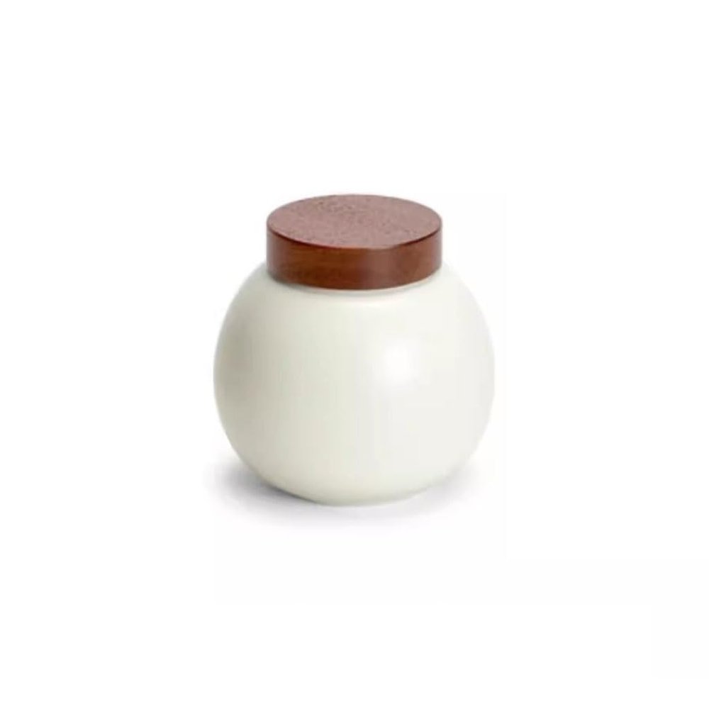FEELIN Tea Caddy Cream Yellow Ceramic Tea Can, Tea Sealed Can, Household Chinese Tea Storage Can for Tea, Coffee, Sugar, Nuts for Kitchen Storage Tea Coffee Sugar
