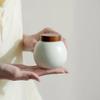 FEELIN Tea Caddy Cream Yellow Ceramic Tea Can, Tea Sealed Can, Household Chinese Tea Storage Can for Tea, Coffee, Sugar, Nuts for Kitchen Storage Tea Coffee Sugar view 4