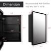 LuxyDecor Medicine Cabinets Mirror Modern Wall Mounted Mirror Cabinet Solid Wood with Storage 24" x 16" (Black) view 3