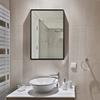 LuxyDecor Medicine Cabinets Mirror Modern Wall Mounted Mirror Cabinet Solid Wood with Storage 24" x 16" (Black) view 4