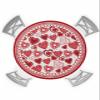 BOBOWUNY Valentine's Floral Heart Table Cloth, Round Fitted Tablecloths with Elastic Edge, Wipeable Waterproof Table Cover for Kitchen Wedding 55-60 Inches Red Valentine Romantic Love view 1