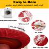 BOBOWUNY Valentine's Floral Heart Table Cloth, Round Fitted Tablecloths with Elastic Edge, Wipeable Waterproof Table Cover for Kitchen Wedding 55-60 Inches Red Valentine Romantic Love view 3