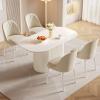 QEZEOM 62.99" Rectangular Dining Table Set for 4, Modern Kitchen Table with 4 Upholstered Chairs, Space-Saving, Easy Assembly, Wood Pedestal, Living Room, Caf, Office, White view 1