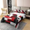 Feelyou Geometric Bedding Set King Size Kids Red White Black Comforter Cover Set for Boys Girls Rectangle Square 100% Cotton Duvet Cover Modern Abstract Art Bedspread Cover Room Decor view 2
