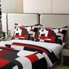 Feelyou Geometric Bedding Set King Size Kids Red White Black Comforter Cover Set for Boys Girls Rectangle Square 100% Cotton Duvet Cover Modern Abstract Art Bedspread Cover Room Decor view 4