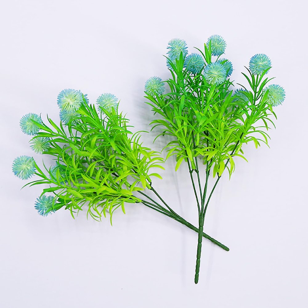 5 PCS Artificial Hydrangea, Plastic Fake Flower Heads with Stem and Leaves, Fake Orange Hydrangea Flowers for Wedding Home Garden Centerpiece,Blue