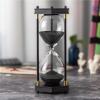 ELAINESTORE Hourglass Timer 60 Minute, Hexagon Wooden Frame Decorative Sand Timer (Black Sand, Large Size) view 1