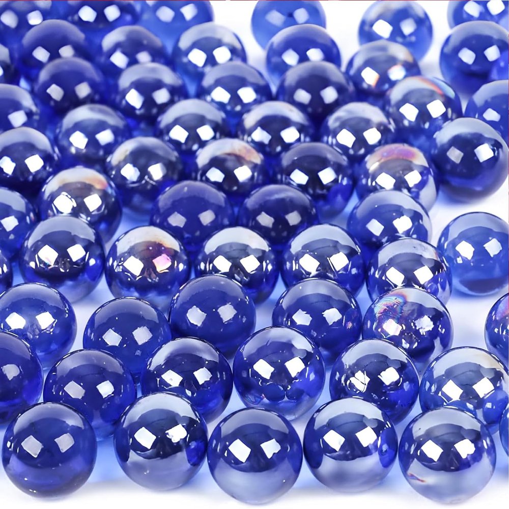 DomeStar 1LB Glass Marbles Bulk, Marbles for Vases 0.63 Inch Vase Fillers Dark Blue Glass Beads for Home Decor
