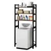 Kripyery Over The Toilet Storage Rack, 3-Tier Metal Bathroom Space Saver Organizer Shelf, Multifunctional Freestanding Toilet Stand for Bathroom Kitchen Balcony Black view 1
