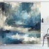 Ambesonne Navy Blue Shower Curtain, Abstract Modern Brushstroke Style Oil Cloudy Sky Painting Print, Cloth Fabric Bathroom Decor Set with Hooks, 69" W x 70" L, Sea Blue Ecru and Coconut view 3