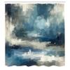 Ambesonne Navy Blue Shower Curtain, Abstract Modern Brushstroke Style Oil Cloudy Sky Painting Print, Cloth Fabric Bathroom Decor Set with Hooks, 69" W x 70" L, Sea Blue Ecru and Coconut view 4