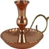 DEDE Copper - CH Series - Turkish Hand-Crafted Copper Candlestick Holder, Hammered Copper Chamber Candle Holder with Cast Handle, 5.5 Inch Dia Round Candle Holder Fits Tapered Candle (Shiny) view 1