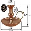 DEDE Copper - CH Series - Turkish Hand-Crafted Copper Candlestick Holder, Hammered Copper Chamber Candle Holder with Cast Handle, 5.5 Inch Dia Round Candle Holder Fits Tapered Candle (Shiny) view 2