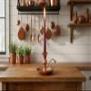 DEDE Copper - CH Series - Turkish Hand-Crafted Copper Candlestick Holder, Hammered Copper Chamber Candle Holder with Cast Handle, 5.5 Inch Dia Round Candle Holder Fits Tapered Candle (Shiny) view 4
