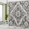 Ambesonne Grey Shower Curtain, Eastern Mosaic Look Print of Blooming Moroccan Tiles Art with Victorian Leaves, Cloth Fabric Bathroom Decor Set with Hooks, 69" W x 70" L, Pale Mustard Pearl view 2