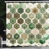 Ambesonne Sage Green Shower Curtain, Hexagon Honeycomb Pattern with Abstract Trippy Ornaments Jade Tones, Cloth Fabric Bathroom Decor Set with Hooks, 69" W x 70" L, Eggshell Caramel Teal view 1